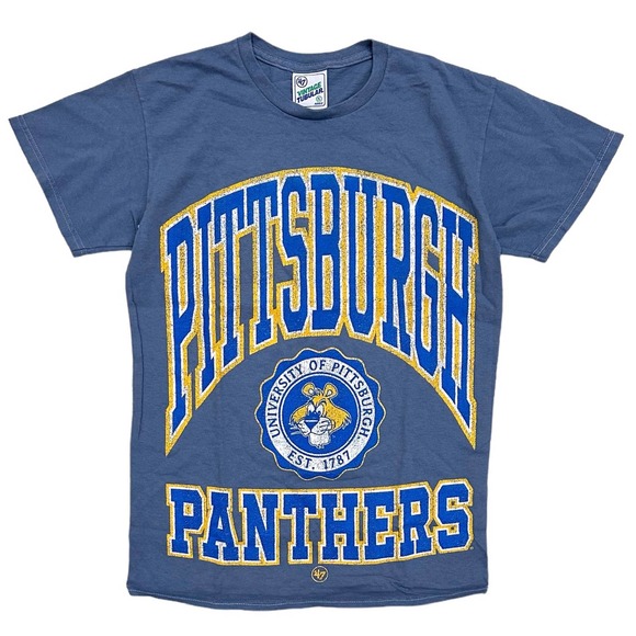 Pittsburgh Pitt Panthers by 47 Brand Mens Vintage Tubular Distressed Tee T-Shirt - Picture 1 of 2